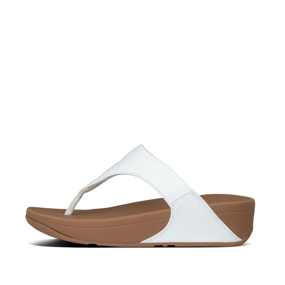 Fitflop Womens Sandals White - Lulu Leather Toe-post - 53RHEISYB